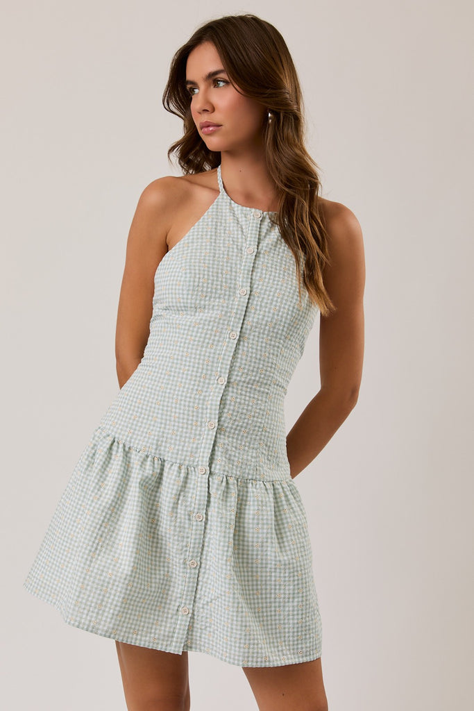 Halter Neck Drop Waist Mini Dress Melrose in the OC Halter Neck Drop Waist Mini Dress Melrose in the OC